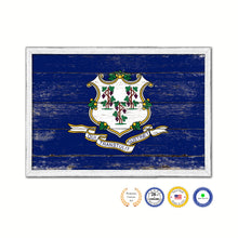 Load image into Gallery viewer, Connecticut State Flag Shabby Chic Gifts Home Decor Wall Art Canvas Print, White Wash Wood Frame
