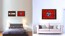 Load image into Gallery viewer, Tennessee State Flag Texture Canvas Print with Brown Picture Frame Gifts Home Decor Wall Art Collectible Decoration