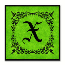 Load image into Gallery viewer, Alphabet X Green Canvas Print Black Frame Kids Bedroom Wall Décor Home Art