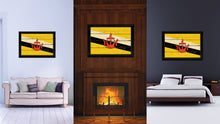 Load image into Gallery viewer, Brunei Country Flag Vintage Canvas Print with Black Picture Frame Home Decor Gifts Wall Art Decoration Artwork