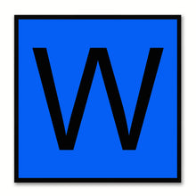 Load image into Gallery viewer, Alphabet W Blue Canvas Print Black Frame Kids Bedroom Wall Décor Home Art