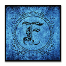 Load image into Gallery viewer, Alphabet F Blue Canvas Print Black Frame Kids Bedroom Wall Décor Home Art