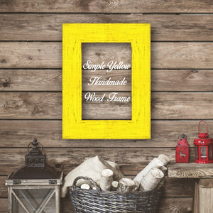 Simple Yellow Shabby Chic Home Decor Custom Frame Great for Farmhouse Vintage Rustic Wood Picture Frame