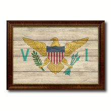 Load image into Gallery viewer, Virgin Islands Country Flag Texture Canvas Print with Brown Custom Picture Frame Home Decor Gift Ideas Wall Art Decoration