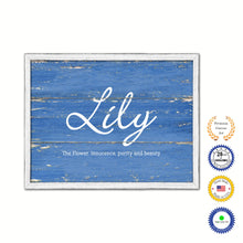 Load image into Gallery viewer, Lily Name Plate White Wash Wood Frame Canvas Print Boutique Cottage Decor Shabby Chic