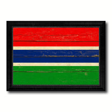 Load image into Gallery viewer, Gambia Country Flag Vintage Canvas Print with Black Picture Frame Home Decor Gifts Wall Art Decoration Artwork