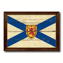Load image into Gallery viewer, Nova Scotia Province City Canada Country Vintage Flag Canvas Print Brown Picture Frame