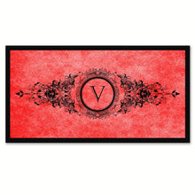 Load image into Gallery viewer, Alphabet Letter V Red Canvas Print, Black Custom Frame