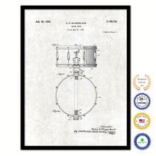 Load image into Gallery viewer, 1939 Snare Drum Old Patent Art Print on Canvas Custom Framed Vintage Home Decor Wall Decoration Great for Gifts