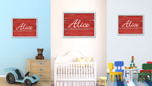 Load image into Gallery viewer, Alice Name Plate White Wash Wood Frame Canvas Print Boutique Cottage Decor Shabby Chic