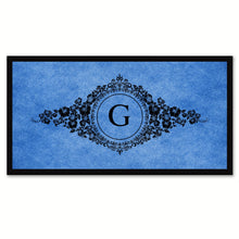 Load image into Gallery viewer, Alphabet Letter G Blue Canvas Print, Black Custom Frame