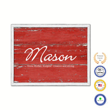 Load image into Gallery viewer, Mason Name Plate White Wash Wood Frame Canvas Print Boutique Cottage Decor Shabby Chic