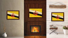 Load image into Gallery viewer, Brunei Country Flag Vintage Canvas Print with Brown Picture Frame Home Decor Gifts Wall Art Decoration Artwork