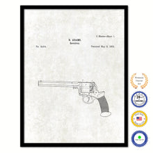 Load image into Gallery viewer, 1853 Gun Revolver Old Patent Art Print on Canvas Custom Framed Vintage Home Decor Wall Decoration Great for Gifts