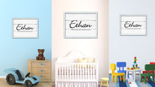 Load image into Gallery viewer, Ethan Name Plate White Wash Wood Frame Canvas Print Boutique Cottage Decor Shabby Chic