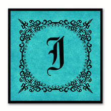 Load image into Gallery viewer, Alphabet I Aqua Canvas Print Black Frame Kids Bedroom Wall Décor Home Art