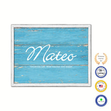 Load image into Gallery viewer, Mateo Name Plate White Wash Wood Frame Canvas Print Boutique Cottage Decor Shabby Chic