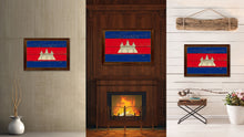 Load image into Gallery viewer, Cambodia Country Flag Vintage Canvas Print with Brown Picture Frame Home Decor Gifts Wall Art Decoration Artwork