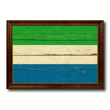 Load image into Gallery viewer, Sierra Leone Country Flag Vintage Canvas Print with Brown Picture Frame Home Decor Gifts Wall Art Decoration Artwork