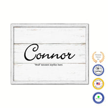 Load image into Gallery viewer, Connor Name Plate White Wash Wood Frame Canvas Print Boutique Cottage Decor Shabby Chic