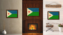 Load image into Gallery viewer, Djibouti Country Flag Vintage Canvas Print with Brown Picture Frame Home Decor Gifts Wall Art Decoration Artwork