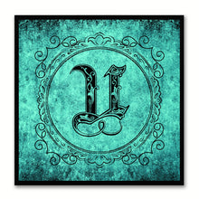 Load image into Gallery viewer, Alphabet T Aqua Canvas Print Black Frame Kids Bedroom Wall Décor Home Art