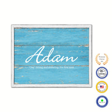 Load image into Gallery viewer, Adam Name Plate White Wash Wood Frame Canvas Print Boutique Cottage Decor Shabby Chic