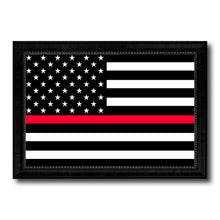 Load image into Gallery viewer, Thin Red Line Honoring our Men and Women of Law Enforcement American USA Flag Canvas Print Black Picture Frame Gifts Home Decor Wall Art