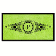 Load image into Gallery viewer, Alphabet Letter P Green Canvas Print, Black Custom Frame