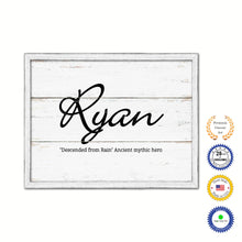 Load image into Gallery viewer, Ryan Name Plate White Wash Wood Frame Canvas Print Boutique Cottage Decor Shabby Chic