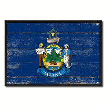 Load image into Gallery viewer, Maine State Flag Vintage Canvas Print with Black Picture Frame Home DecorWall Art Collectible Decoration Artwork Gifts