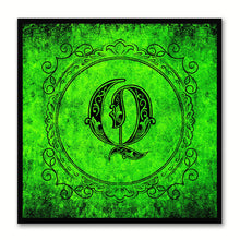 Load image into Gallery viewer, Alphabet Q Green Canvas Print Black Frame Kids Bedroom Wall Décor Home Art