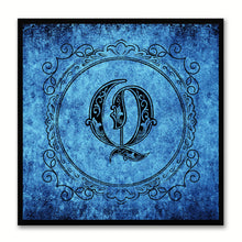 Load image into Gallery viewer, Alphabet Q Blue Canvas Print Black Frame Kids Bedroom Wall Décor Home Art