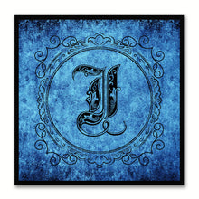 Load image into Gallery viewer, Alphabet I Blue Canvas Print Black Frame Kids Bedroom Wall Décor Home Art