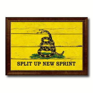 Split Up New Sprint Military Flag Vintage Canvas Print with Brown Picture Frame Gifts Ideas Home Decor Wall Art Decoration