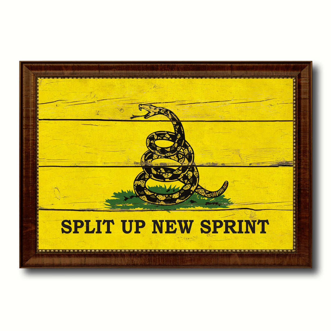 Split Up New Sprint Military Flag Vintage Canvas Print with Brown Picture Frame Gifts Ideas Home Decor Wall Art Decoration