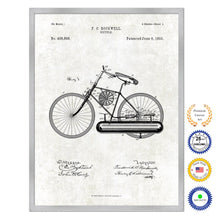 Load image into Gallery viewer, 1893 Bicycle Old Patent Art Print on Canvas Custom Framed Vintage Home Decor Wall Decoration Great for Gifts