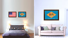 Load image into Gallery viewer, Delaware State Flag Canvas Print with Custom Brown Picture Frame Home Decor Wall Art Decoration Gifts