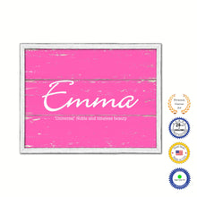 Load image into Gallery viewer, Emma Name Plate White Wash Wood Frame Canvas Print Boutique Cottage Decor Shabby Chic