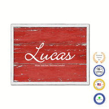 Load image into Gallery viewer, Lucas Name Plate White Wash Wood Frame Canvas Print Boutique Cottage Decor Shabby Chic