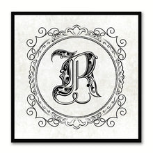 Load image into Gallery viewer, Alphabet R White Canvas Print Black Frame Kids Bedroom Wall Décor Home Art