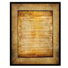 Load image into Gallery viewer, Constitution We The People Canvas Print Home Decor Wall Art, Brown, Black Framed