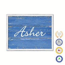 Load image into Gallery viewer, Asher Name Plate White Wash Wood Frame Canvas Print Boutique Cottage Decor Shabby Chic