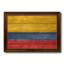 Load image into Gallery viewer, Colombia Country Flag Texture Canvas Print with Brown Custom Picture Frame Home Decor Gift Ideas Wall Art Decoration