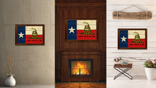 Load image into Gallery viewer, Gadsden Don't Tread On Me Texas State Military Flag Vintage Canvas Print with Brown Picture Frame Gifts Ideas Home Decor Wall Art Decoration