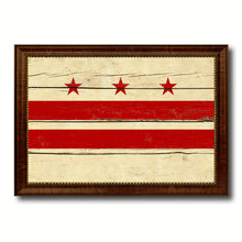 Load image into Gallery viewer, Washington DC Vintage Flag Canvas Print Brown Picture Frame