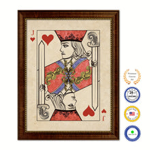 Load image into Gallery viewer, One Eye Jack Heart Poker Decks of Vintage Cards Print on Canvas Brown Custom Framed