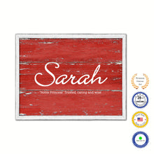Load image into Gallery viewer, Sarah Name Plate White Wash Wood Frame Canvas Print Boutique Cottage Decor Shabby Chic