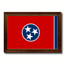 Load image into Gallery viewer, Tennessee State Flag Canvas Print with Custom Brown Picture Frame Home Decor Wall Art Decoration Gifts