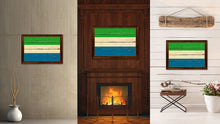Load image into Gallery viewer, Sierra Leone Country Flag Vintage Canvas Print with Brown Picture Frame Home Decor Gifts Wall Art Decoration Artwork